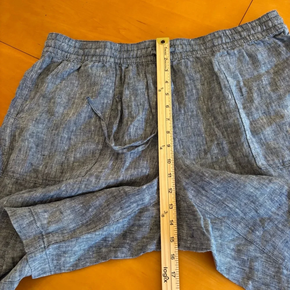 Lands End 18W linen chambray blue elastic waistband pull on shorts - Picture 9 of 10